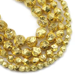Antique Rose Gold Volcanic Lava Stone Beads for Jewelry Making & DIY Bracelets (18K Gold Color)