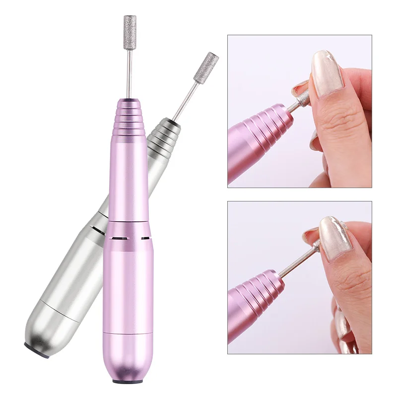

1 Pc Pink Silver Pro Portable Nail Drill Machine for Manicuring Electric Nail Cutter Metal Easy to Operate Pen Shap Nail Tools
