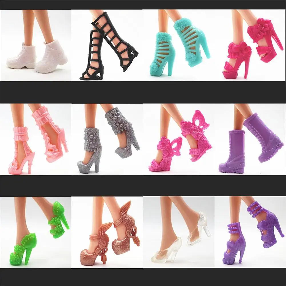 

12Pairs/Set Assorted Fashion Colorful Mixed Style Sandals High Heels Shoes doll Accessories Clothes Suitable for 30cm dolls