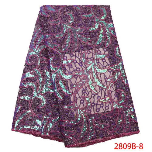 Африканская кружевная ткань, высококачественные шнурки из органзы с блестками, нигерийские французские сетчатые кружевные ткани для свадебных платьев KS2809B-3 - Цвет: Picture 8