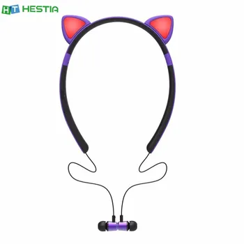 

Cat Ear Shape Luminous Bluetooth Headset Magnetic Head-mounted Wireless Headphone HiFi Stereo Sound APP Earphone Silicone Caps