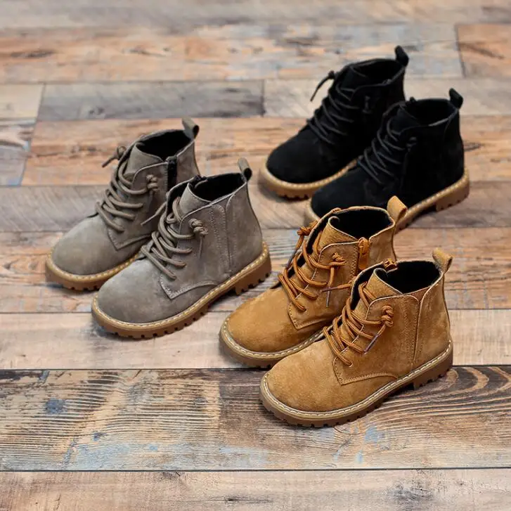 

Martin Boots Kids Winter Genuine Leather Plush Snow Boots For Girls Boys Casual Walking Leisure Outdoor Ankle Toddlers Shoes