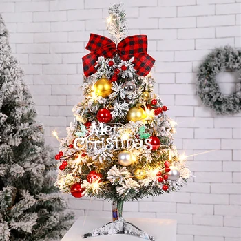 

60cm Artificial Tree Wall Hanging Ornament Tiny Cute Christmas Tree LED Kids Gifts Toys Christmas Village Decor no battery New