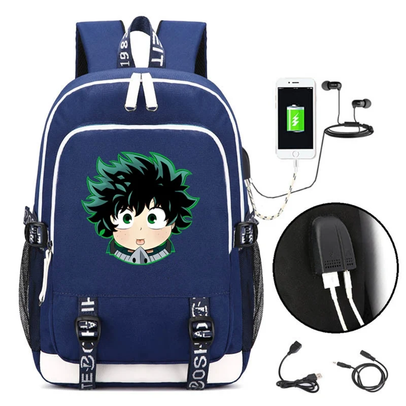 Рюкзак Boku no hero Academy, многофункциональный рюкзак для зарядки через USB, школьный рюкзак для ноутбука, сумка для путешествий, подарок