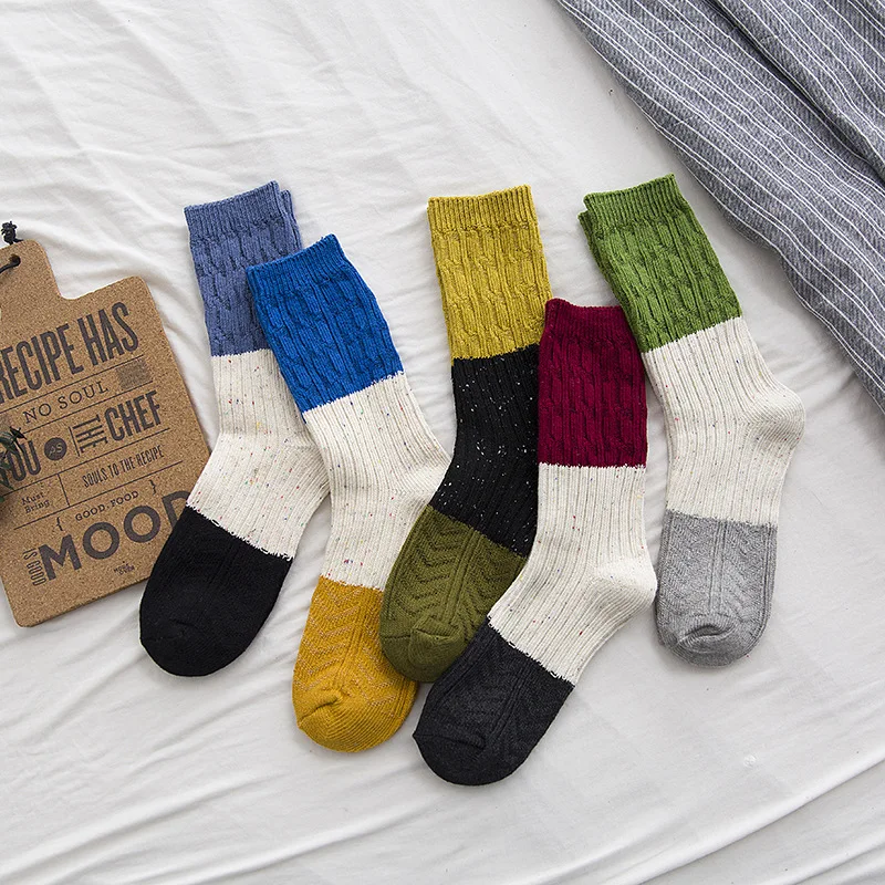 

women socks Autumn and winter Japanese pile pile socks multi-colored middle tube socks Cotton Socks Women