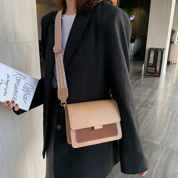 

Contrast Leather Crossbody Women's 2019 Travel Handbag Fashion Simple Shoulder Messenger Bag Women's Messenger Bag