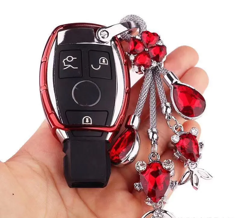 

1PC Elegant Creative Crystal Water Drop Car Keychain Metal Crystal Diamond keyring 6 Colors gift women nice
