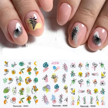 

1 Sheet Nail Stickers Fruit Flower Leaves Image Line Stripe Water Decals Transfer Stickers Nail Foils Nail Art Decoration Tips