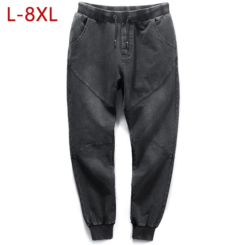 

Big Size 8XL Mens Baggy Jeans Spring Autumn High Stretch Male Denim Pants Cotton Fashion Elastic Waist Men Jean Trousers YW33