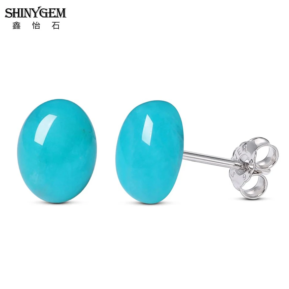 Модные серьги гвоздики ShinyGem 7 9 мм из натурального амазонита очаровательные синие