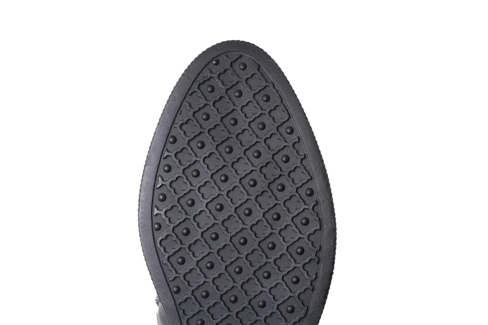 BONJOMARISA/Новинка 32-40, качественные сапоги до колена из натуральной кожи женские черные ботинки из органической кожи на шнуровке г. Женская обувь, увеличивающая рост