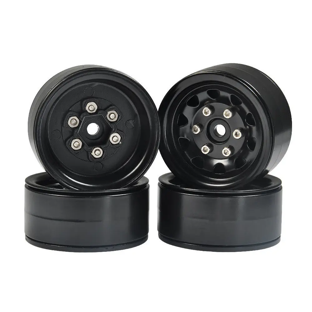 YEAHRUN 4 шт./компл. металла бисером 1/10 RC 1,9 дюймов колёсные диски для SCX10 D90 D110 TRX-4 автомобиля - Цвет: Black 4pcs