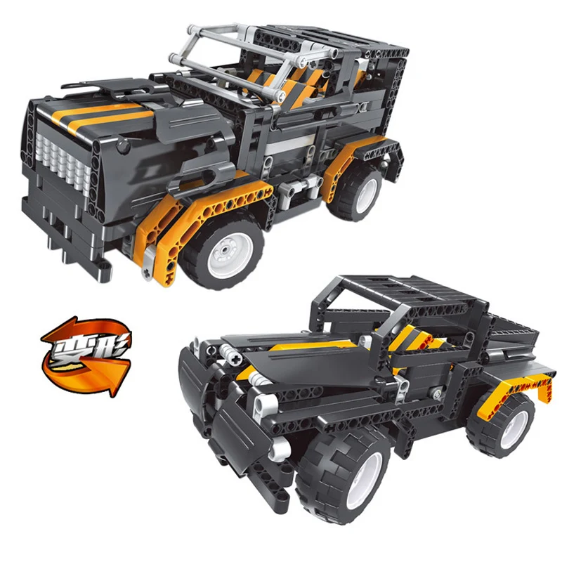 Трансформирующийся Автомобиль Diy сборка 497 шт Rc строительные блоки Набор трек