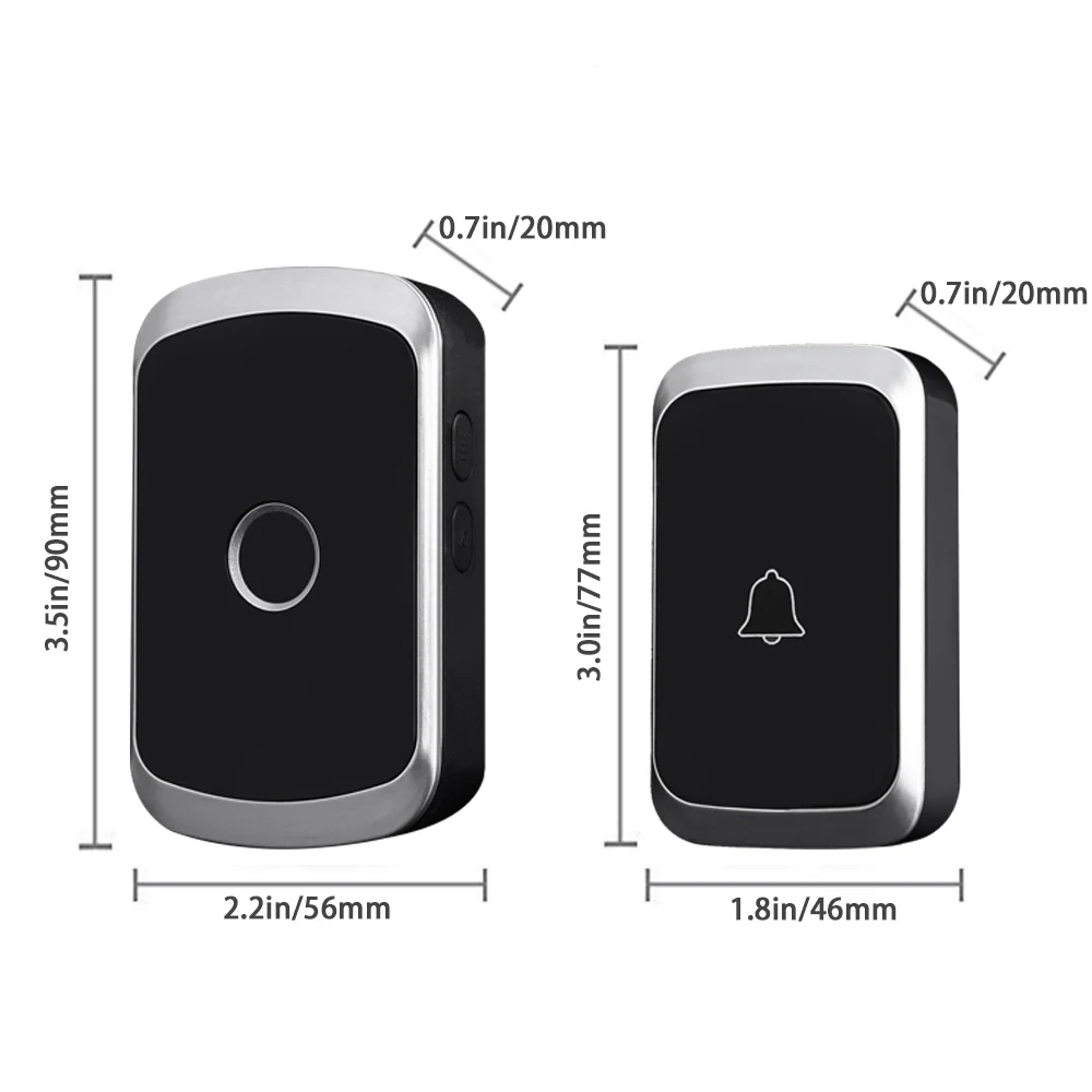 Waterproof Wireless Doorbell EU Plug Smart Remote control  Door Bell  Jingle Rings with battery AC 100V-240V