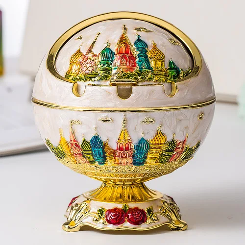 as the picture shows Классический легкий роскошный высокометаллический Ретро тисненый изысканный офисный пепельницы сигарет аксессуары для хранения пыли - Цвет: as the picture shows