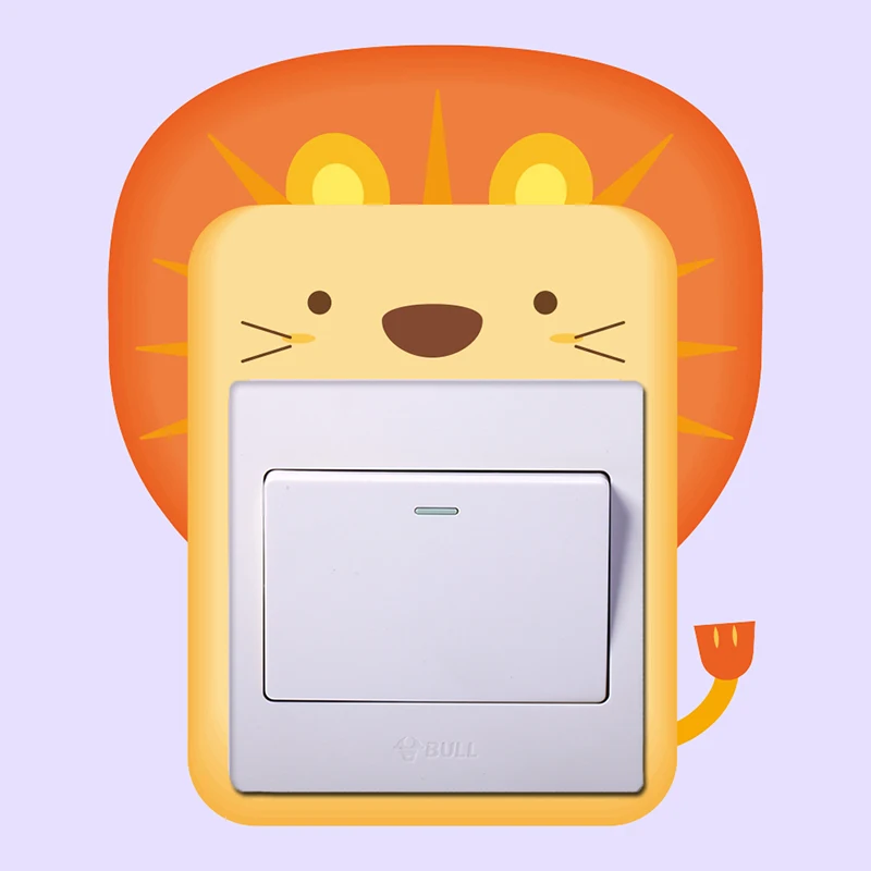 Cute Cartoon Animals Switch Panel Stickers For Home Decor Living Rooms Bedroom Switch Decoration PVC Mural Kids Rooms Art Decals