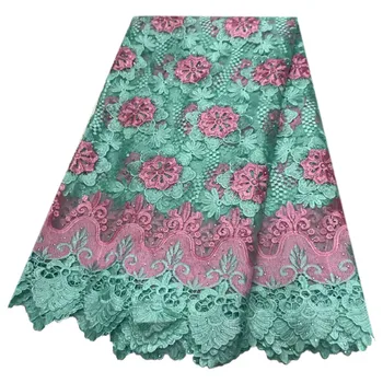 

African french tulle net lace fabric with stone guipure lace fabric 5yards embroidered nigerian lace fabric for wedding ZQ-A254