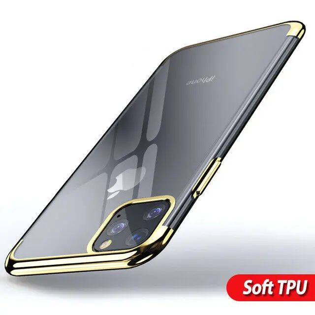 Золотой Для Apple iPhone 11 Pro Max XS XR X XS MAX 7 8 6 6S Plus Гибридный Силиконовый мягкий прозрачный чехол-бампер - Цвет: Золотой
