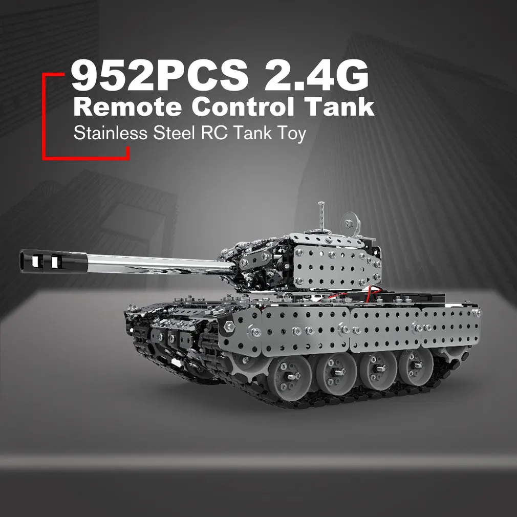 952 шт 2,4G RC Военный танк DIY сборный набор из нержавеющей стали пульт дистанционного управления модель игрушки встроенный 3,7 V 300MAh литиевая батарея