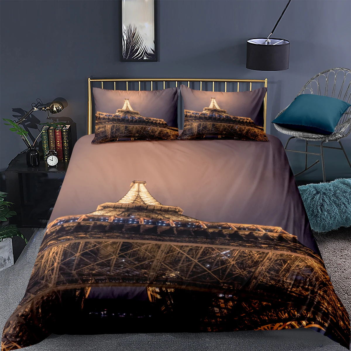 

3D Brown Bedding Set Landscape Duvet Cover Sets Modern Comforter Cases Pillow Sham Full Double Single Twin Queen Size 140*210cm
