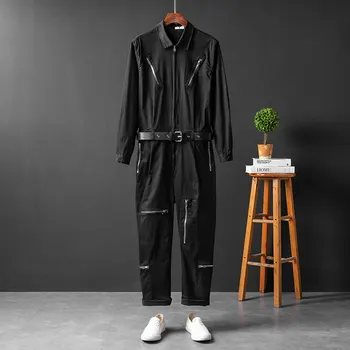 

Korean version of the jumpsuit suit male spring and autumn zipper design jacket jacket men and women one-piece suit tide
