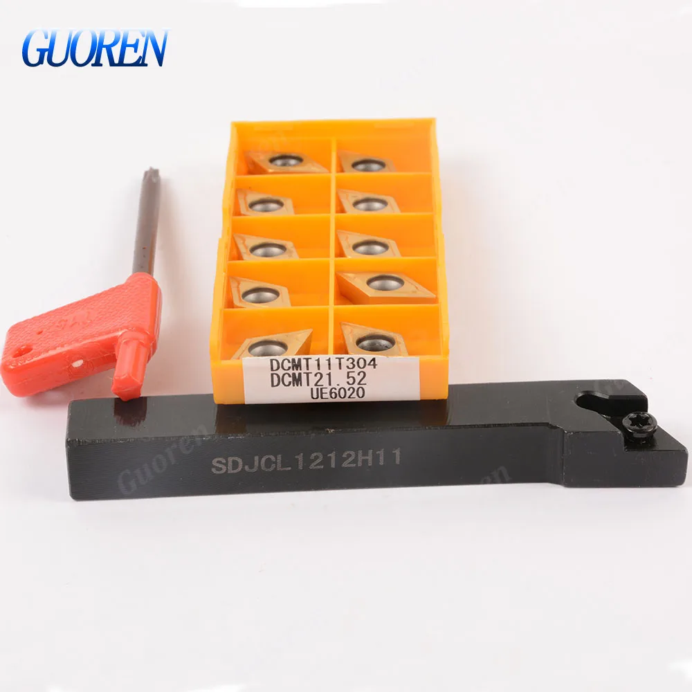 1PCS External CNC Turning Tool Holder SDJCL/R 1010H07/1212H07/1616H07 +10pcs DCMT070204 UE6020 Carbide inserts Cutting Tool