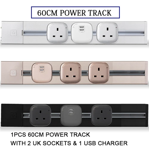 2 UK Sockets 1 USB JOHO модная настенная розетка стандарта ЕС 3 цвета 60 см Socketbar Алюминиевый сплав USB настенная розетка Великобритания универсальная розетка для спальни - Тип: 2 UK Sockets 1 USB