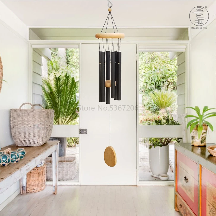 Dopamine Music Bell European Solid Wood Home Pendant Manual Metal Tube Meditation Housewarming Creative Gift nordic wind chimes