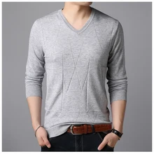 Осень Зима v-образным вырезом тонкие с длинным рукавом трикотажные свитера мужские тонкие теплые свитера