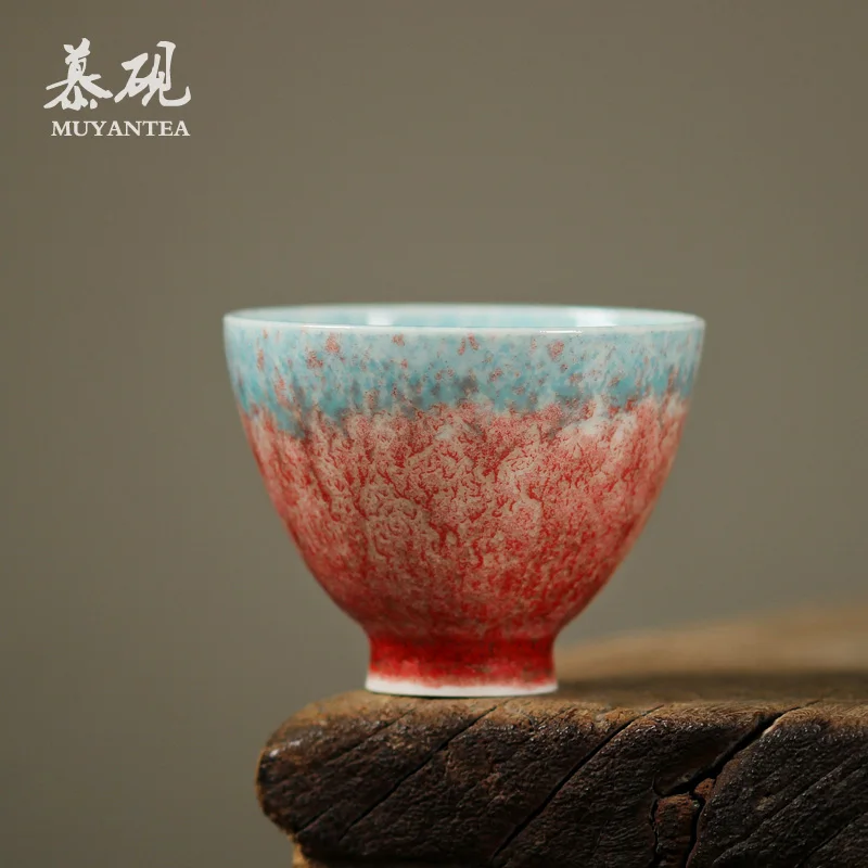 

MuYan hand for jingdezhen kiln ceramic cups of tea red glaze, the master cup Japanese kung fu tea set sample tea cup