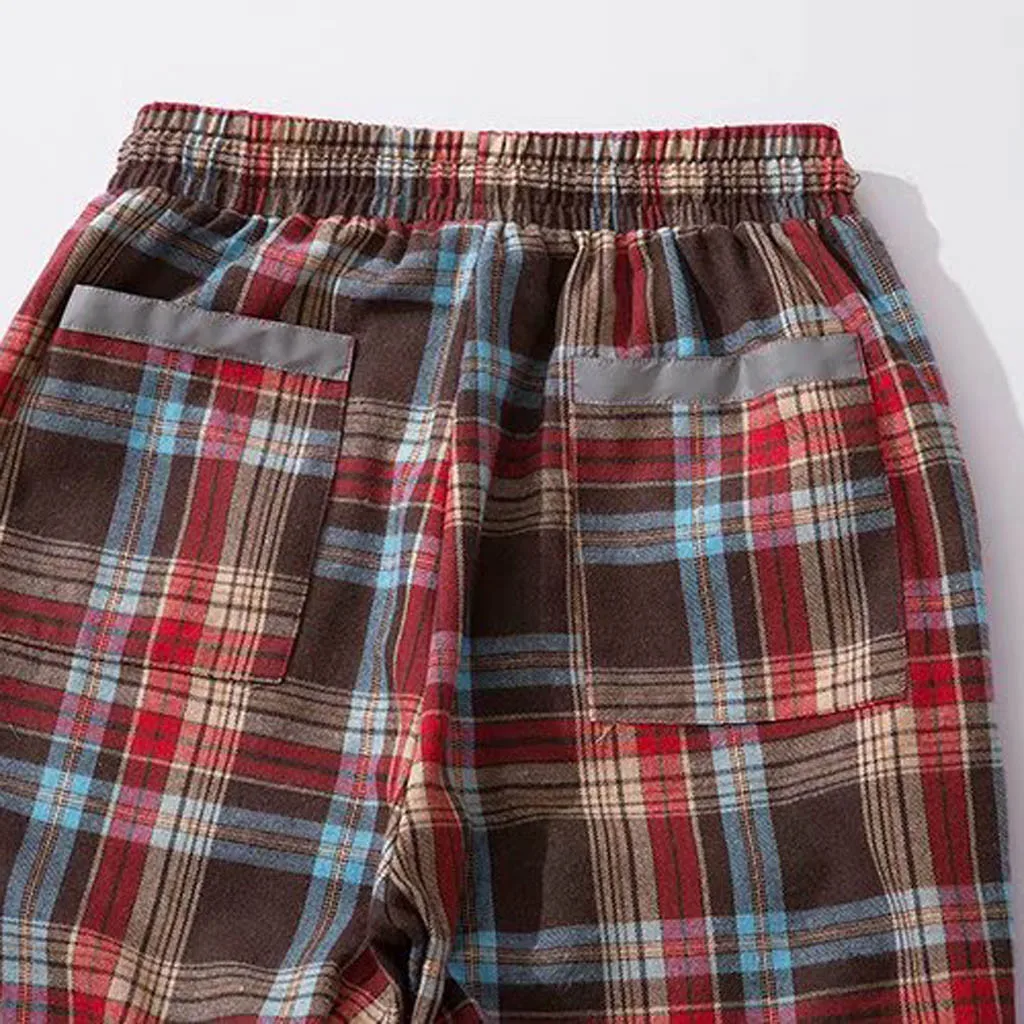 Повседневные новые мужские Длинные повседневные спортивные брюки, облегающие клетчатые брюки для бега, спортивные штаны, Мужская одежда, Прямая поставка