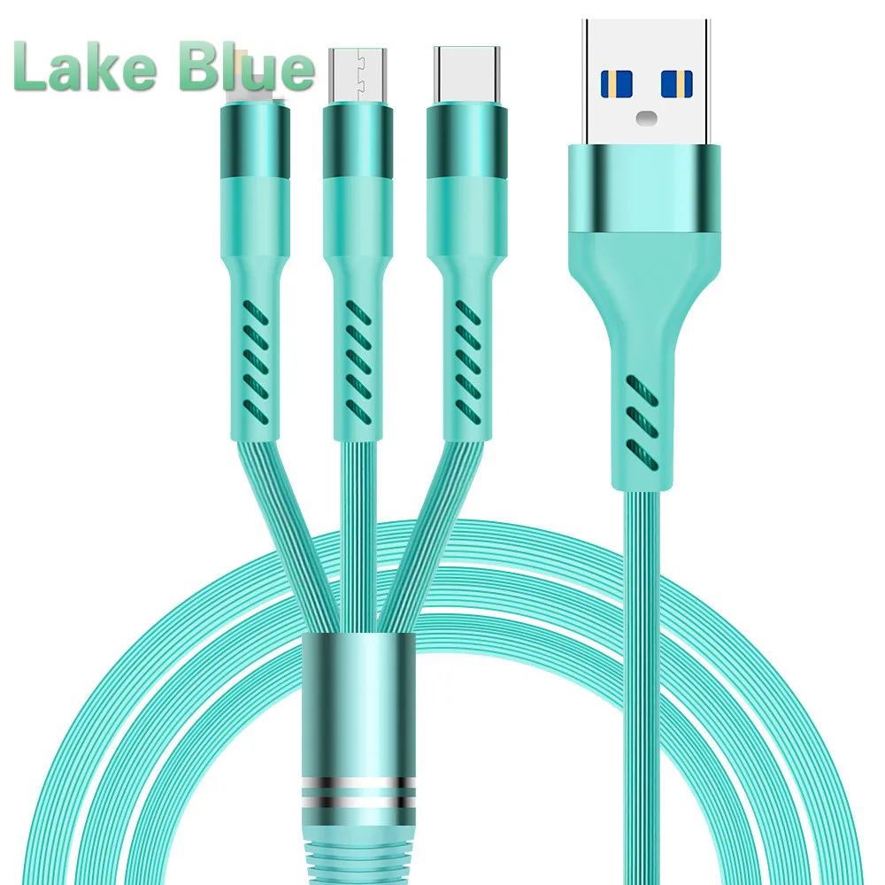 

3 in1 USB Cable 2.4A Charge Micro USB Type C Cable 120cm Coiled Data Line for iphoneX Xr 8 Xiaomi Samsung S8 s9 Huawei Oneplus
