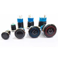Black Push Button Switch 12/16/19/22mm Waterproof illuminated Led Light Metal Flat Momentary Switches with power mark 5V 12V 24V - Image 2