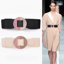 Women Fashion Width Waistband Alloy Button Elastic Stretch Belt For Woman Cinch Waistband Dress Coat Clothing Accessories Girdle