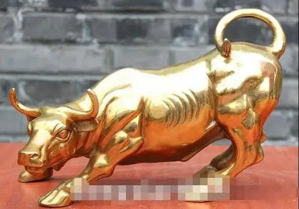 Китайский Зодиак из латуни амулет с животными Ox Oxen Bull Wall Street Статуэтка крупного