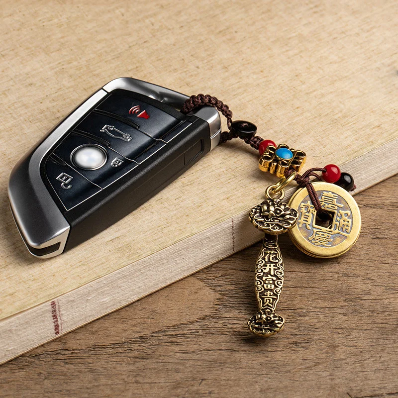 brass lucky keychain pendants