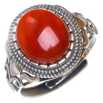 

Natural Nanjiang Red Agate Opening Handmade 925 Sterling Silver Ring 7.75 D1131