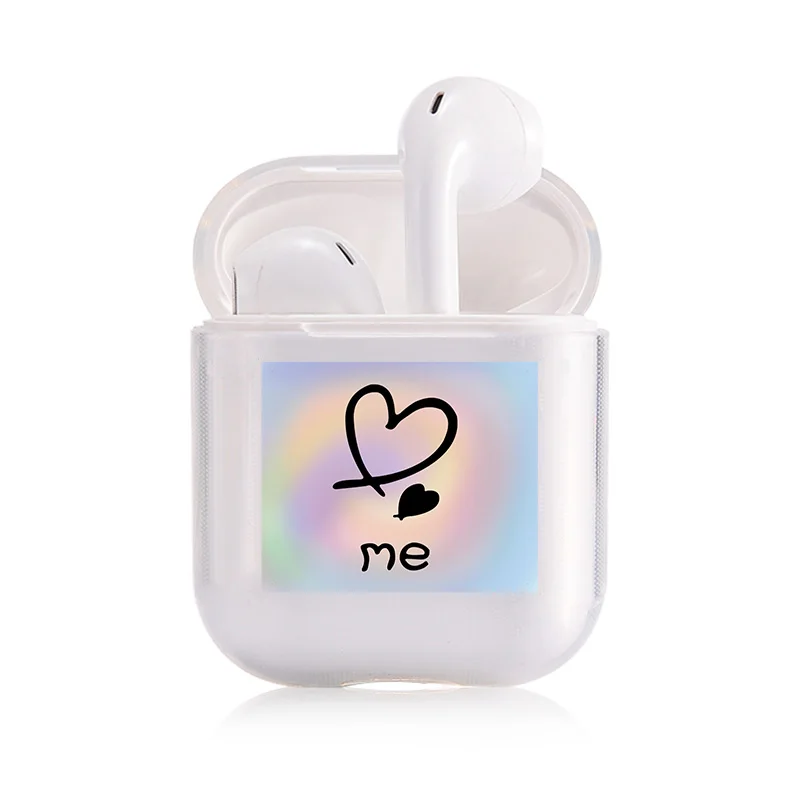 Жесткий мультфильм милые наушники чехол для Apple airpods 1 чехол PC роскошный защитный чехол прозрачный Air Pods чехол для Airpods 2 - Цвет: I300202