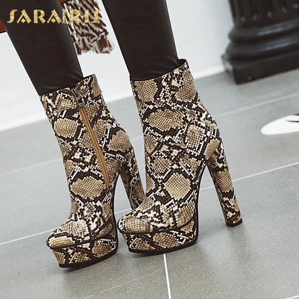 

Sarairis 2019 Big Size 43 new arrivals Mix Color Shoes Woman Boots Platform Chunky High Heels Zipper Ankle Boots Women Shoes