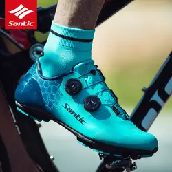 Новинка 2019, Мужская профессиональная обувь для велоспорта Santic Cabon из волокна, обувь для горного велосипеда с самоблокирующимся