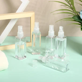 

5pcs 100ml Portable Transparent Plastic Empty Spray Bottle Refillable Bottles Spray Bottle Pot Cream Box Makeup