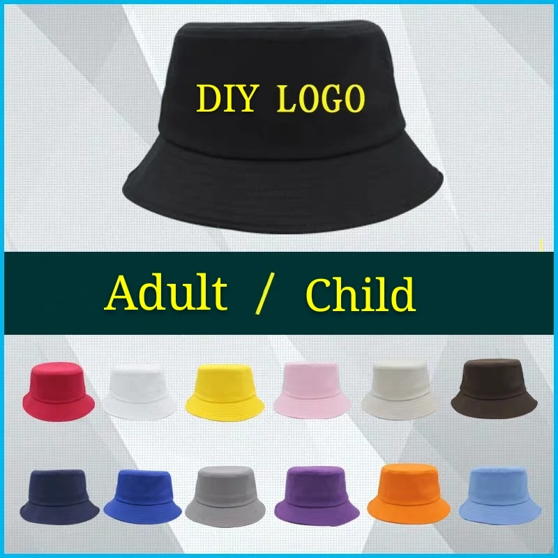 

DIY Bucket Hat Custom Logo Printing Embroidery Adult Child High-quality Leisure Travel Fishing Summer Spring Autumn Cotton Hat