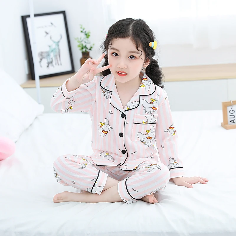 

Kids Pajamas New Autumn Girls Sleepwear Nightwear Baby Infant Clothes elephant Cartoon Pajama Set Cotton Children's Pyjamas