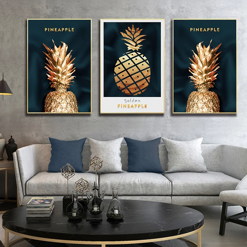 Wall Art Абстрактная живопись роскошные золотые листья Современная живопись маслом картины на холсте постеры с масляной живописью для Гостиная домашний декор в рамке