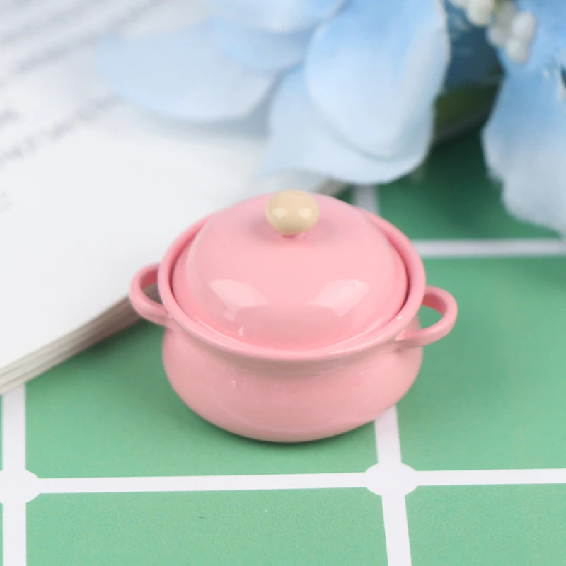 Hot Pot 1:12 Dollhouse Miniature Metal Cooking Soup Pot Cookware Dollhouse Kitchen Accessories Miniature 30
