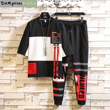 

Men's set 2020 Summer tracksuit men wear Men's clothing Ropa Casual Print Cotton Sweatshirt Two Piece suit T-Shirts+Trousers