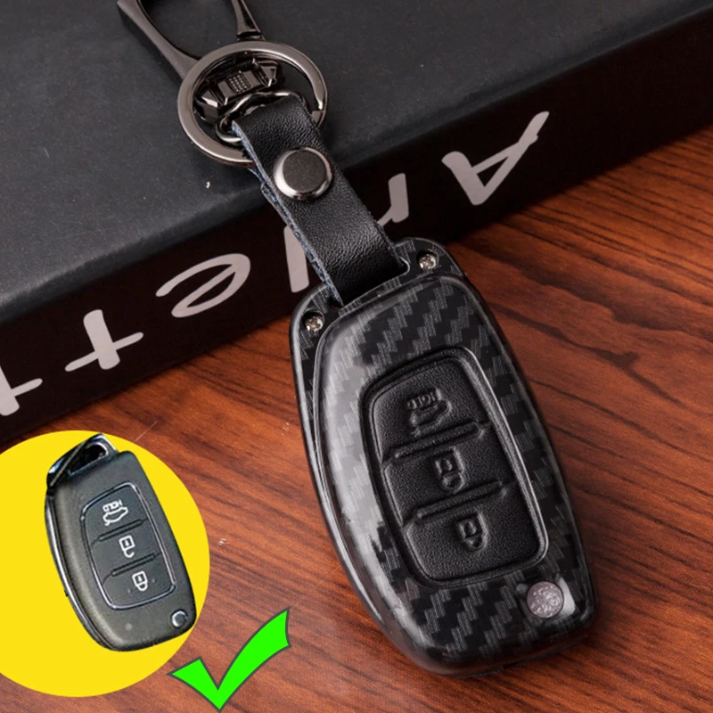 Custodia Portachiavi Shell Per Hyundai Solaris I10 I20 I30 I35 I40 Ix45 Portachiavi Fob 3 Btn Carbon Look