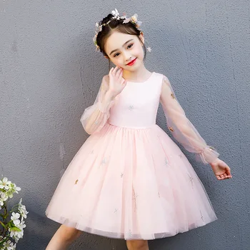 

Girl's New gauze poncho Wedding dress Kids Princess dress Piano performance Clothes Prom Modern Dance Disfraces H1026ST16