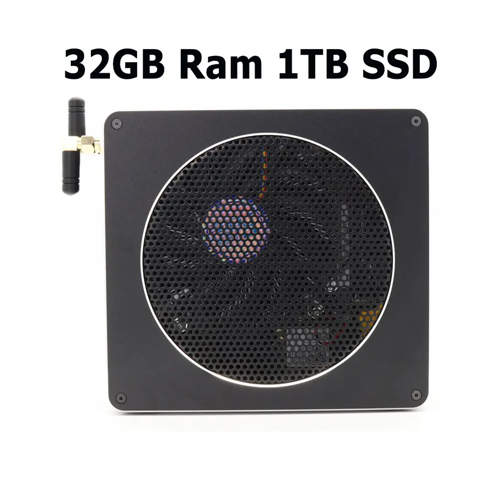 32GB Ram 1TB SSD Мини ПК Intel i7-8850H Intel®UHD Графика 630 Мини компьютер, Windows 10 64 бит, 2* DDR4 слот/4 K Дисплей/AC Wi-Fi/BT 5,0/Ethernet - Цвет: 32GB Ram 1TB SSD
