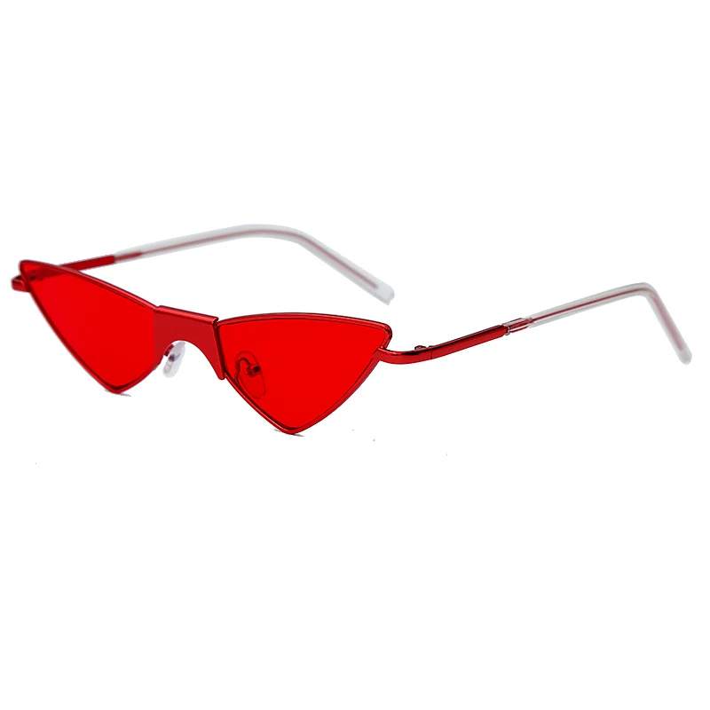 Женские маленькие солнцезащитные очки кошачий глаз, люксовый бренд, крутые сексуальные треугольные солнцезащитные очки, женские модные прозрачные линзы, металлические очки, UV400 - Цвет линз: 8 red